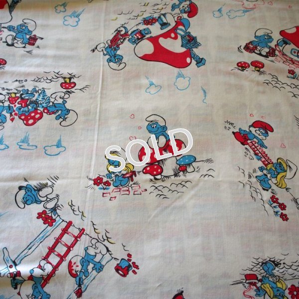 画像8: ヴィンテージ フラットシーツ　ツインサイズ　【スマーフ（白地）】