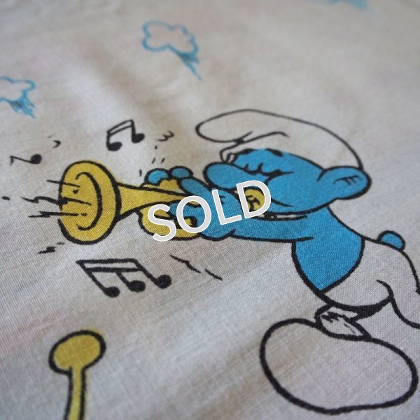 画像7: ヴィンテージ フラットシーツ　ツインサイズ　【スマーフ（白地）】