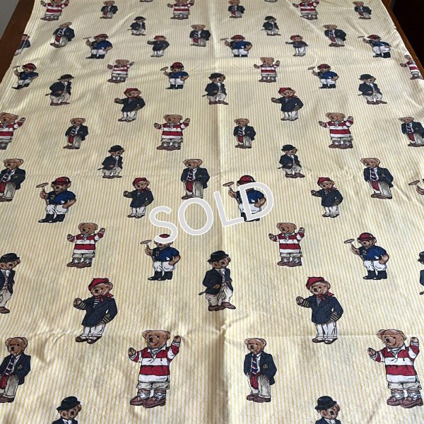 画像2: ヴィンテージ  フラットシーツ　ツインサイズ　【ラルフローレン/ポロベア】イエローストライプ　ご予約済み