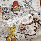 ヴィンテージ　ツインサイズ　フラットシーツ　【ルーニーテューンズ/ホッケー】ご予約品
