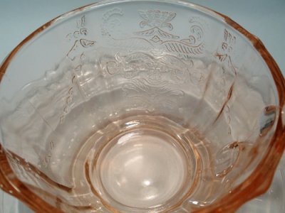 画像1: ピンク　ディプレッショングラス　カップ＆ソーサー　【フェデラル社　マドリッド】